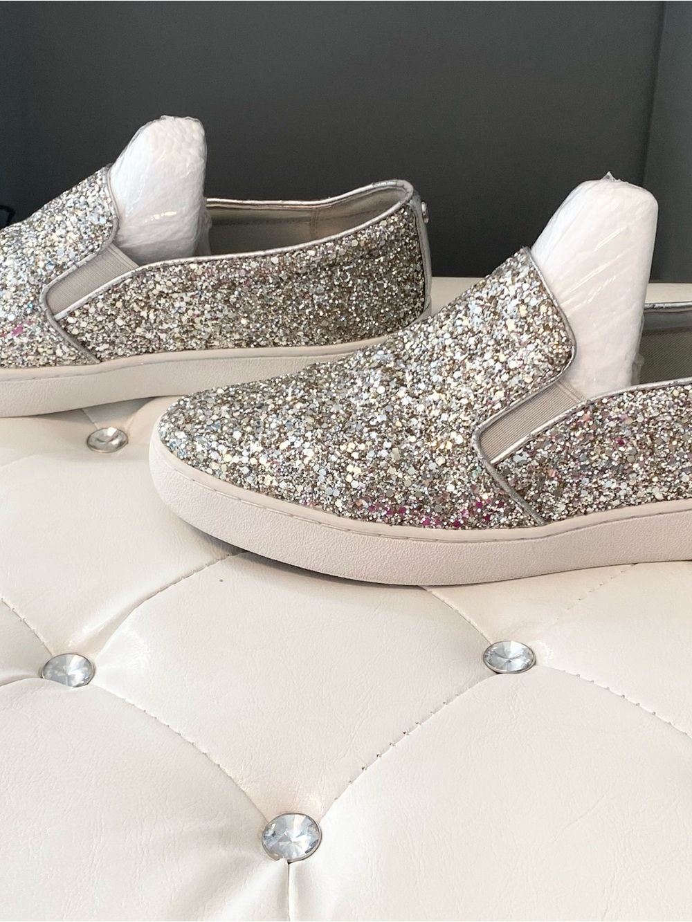 Michael Kors Silver and Pink Glitter Sneakers
